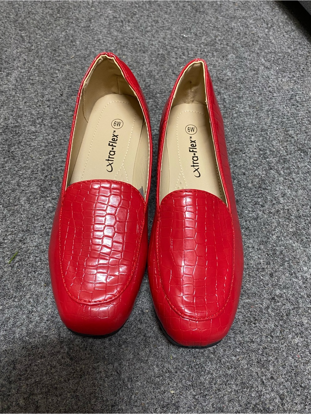 Women's Red Croc-Embossed Loafers